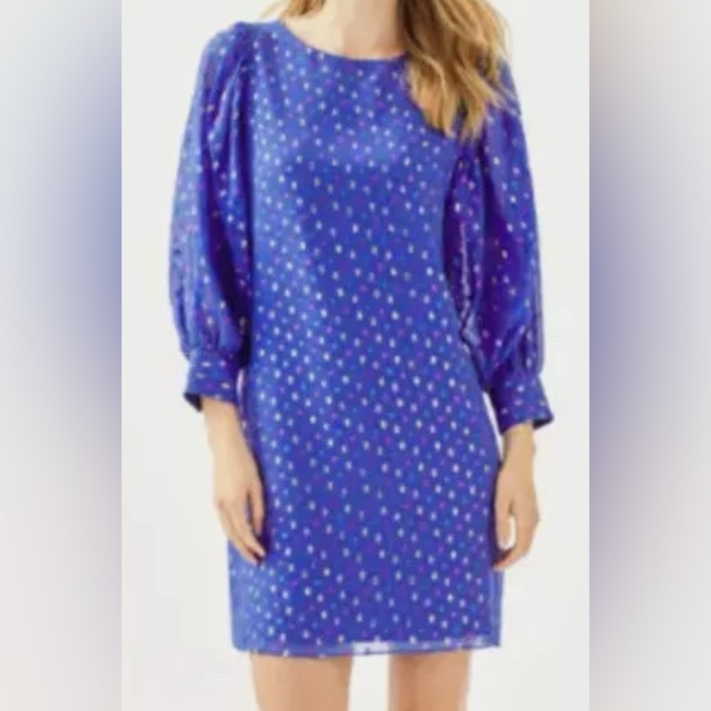 Lilly Pulitzer Royal Blue Mini Dress with Multicolor Dot Print